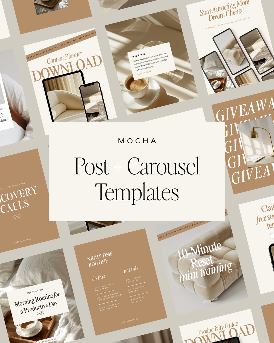 Social Post and Story Canva Templates (Mocha) – Sonrisa Digital