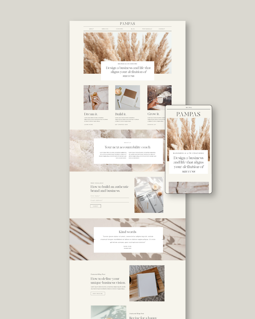 Showit Website Template - Pampas